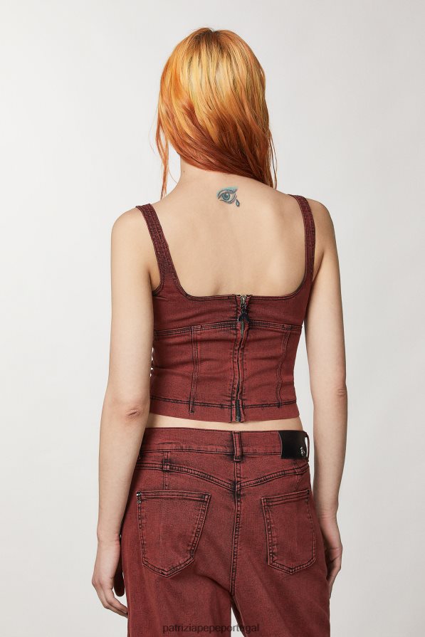 Patrizia Pepe mulheres top jeans sem mangas lavagem preta marciana vestuário TX086V99
