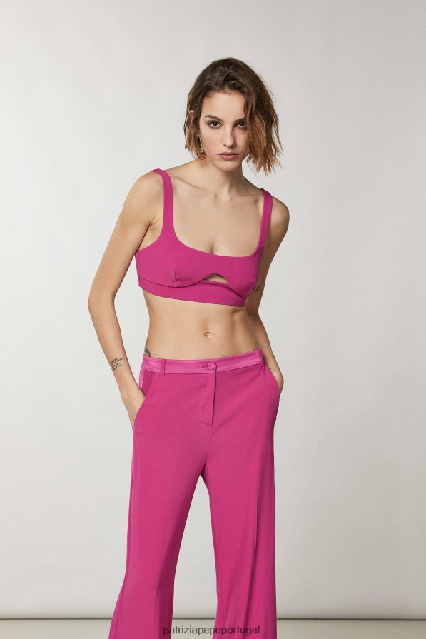 Patrizia Pepe mulheres top recortado em cetim cerimônia fúcsia vestuário TX086V309