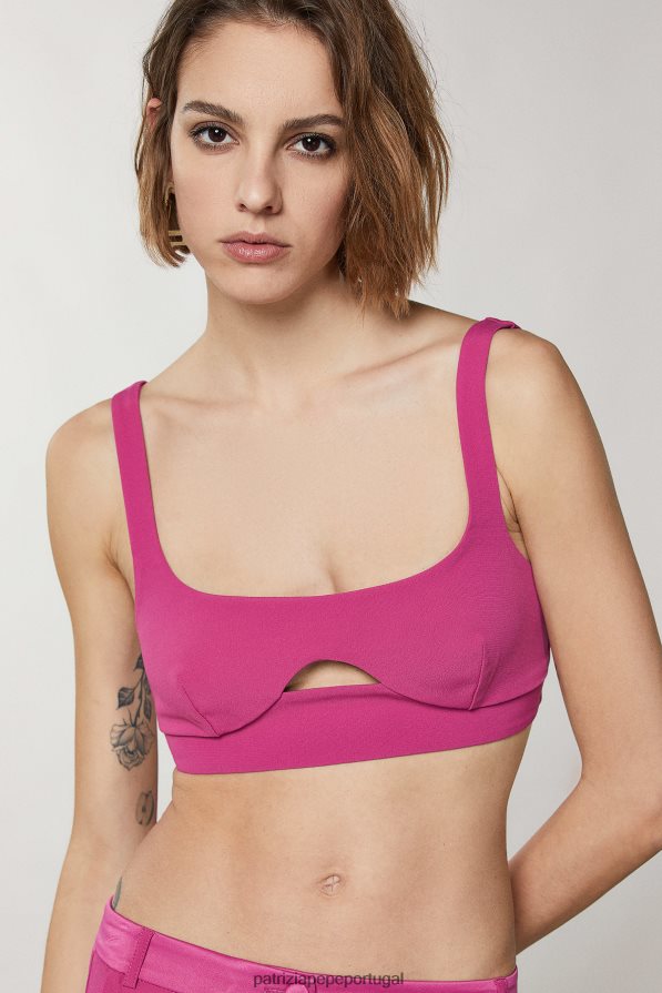 Patrizia Pepe mulheres top recortado em cetim cerimônia fúcsia vestuário TX086V309