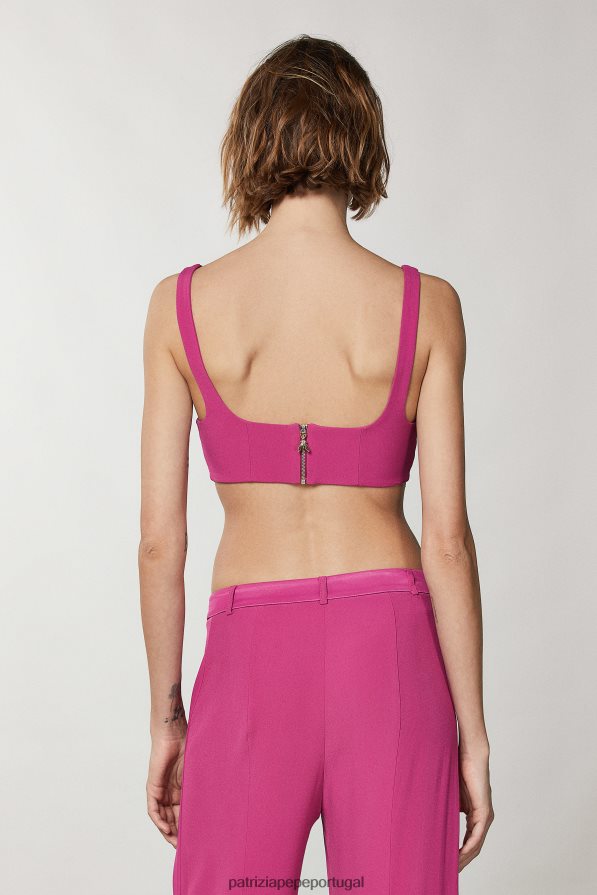 Patrizia Pepe mulheres top recortado em cetim cerimônia fúcsia vestuário TX086V309