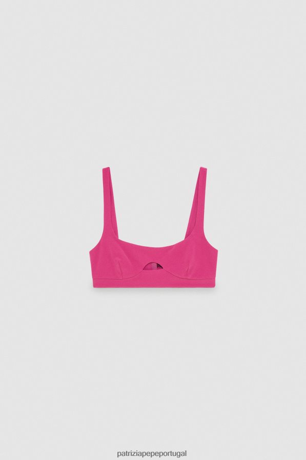 Patrizia Pepe mulheres top recortado em cetim cerimônia fúcsia vestuário TX086V309