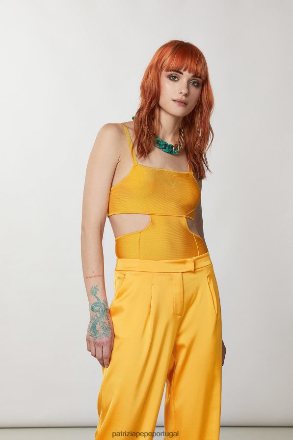 Patrizia Pepe mulheres top recortado laranja suculenta vestuário TX086V316