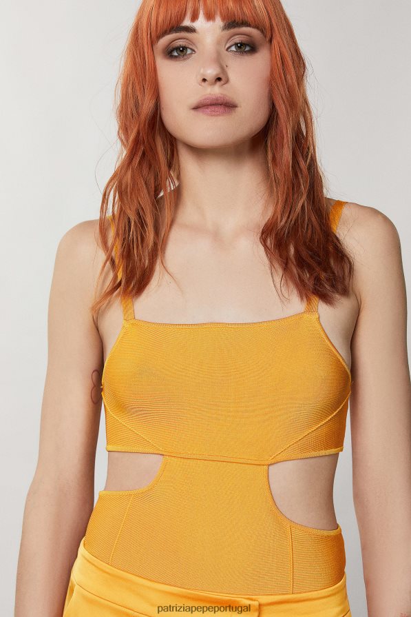 Patrizia Pepe mulheres top recortado laranja suculenta vestuário TX086V316