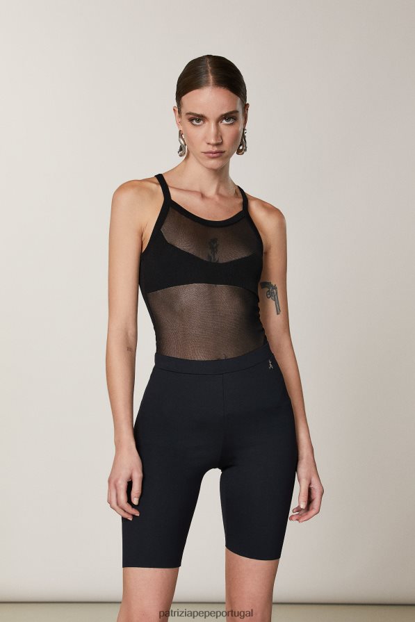 Patrizia Pepe mulheres top sem mangas Nero vestuário TX086V599