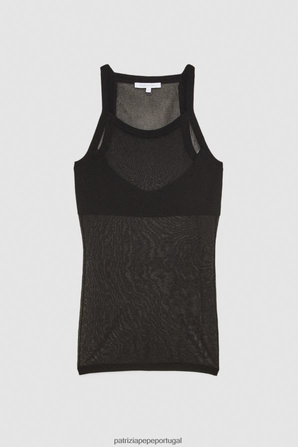 Patrizia Pepe mulheres top sem mangas Nero vestuário TX086V599