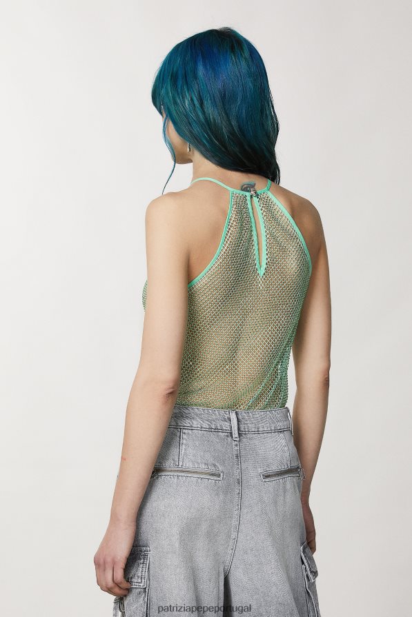 Patrizia Pepe mulheres top sem mangas com strass planeta verde vestuário TX086V122