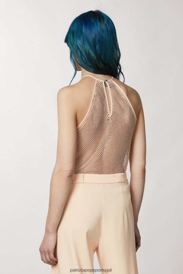 Patrizia Pepe mulheres top sem mangas com strass rubor astral vestuário TX086V82