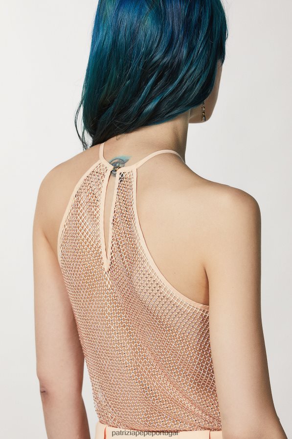 Patrizia Pepe mulheres top sem mangas com strass rubor astral vestuário TX086V82