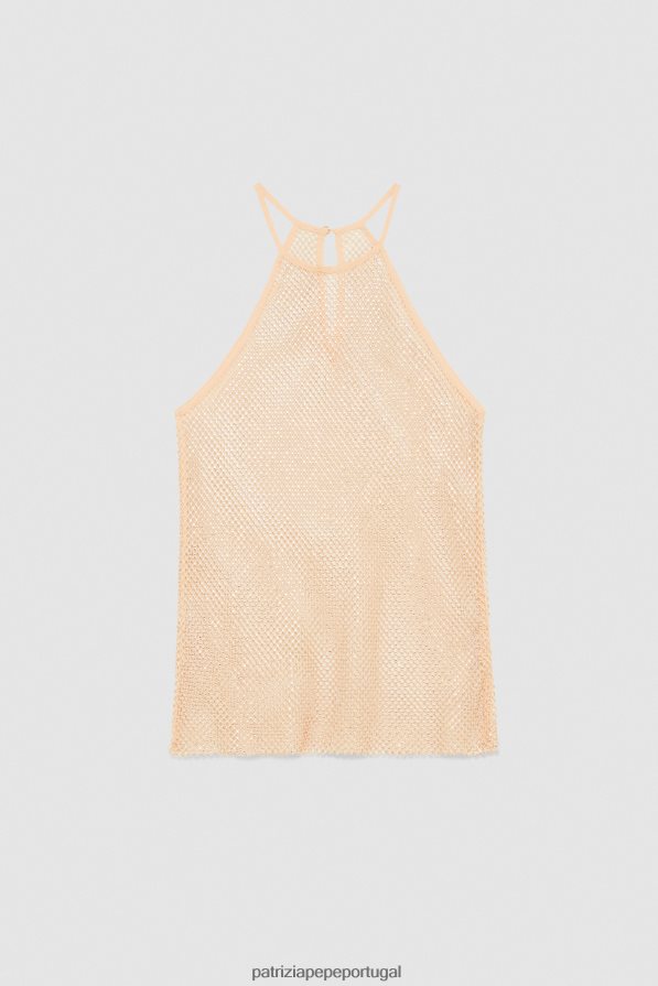 Patrizia Pepe mulheres top sem mangas com strass rubor astral vestuário TX086V82