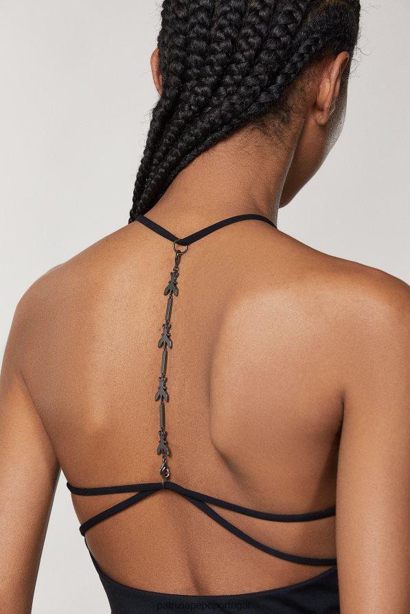 Patrizia Pepe mulheres top sem mangas em jersey Nero vestuário TX086V19