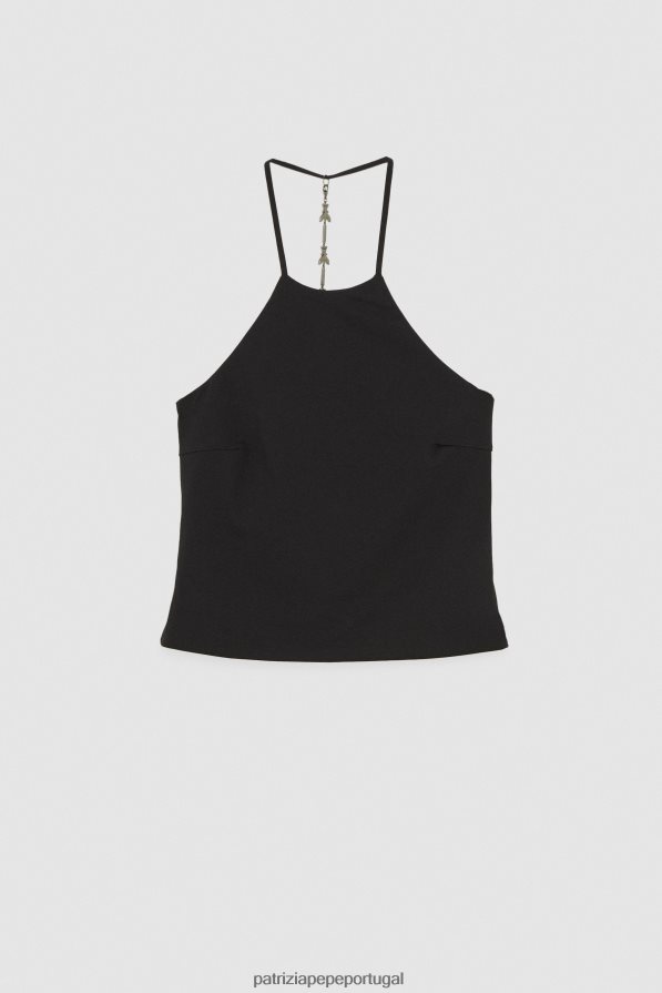 Patrizia Pepe mulheres top sem mangas em jersey Nero vestuário TX086V19
