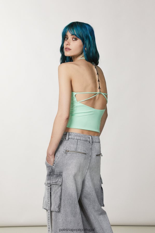 Patrizia Pepe mulheres top sem mangas em jersey planeta verde vestuário TX086V62