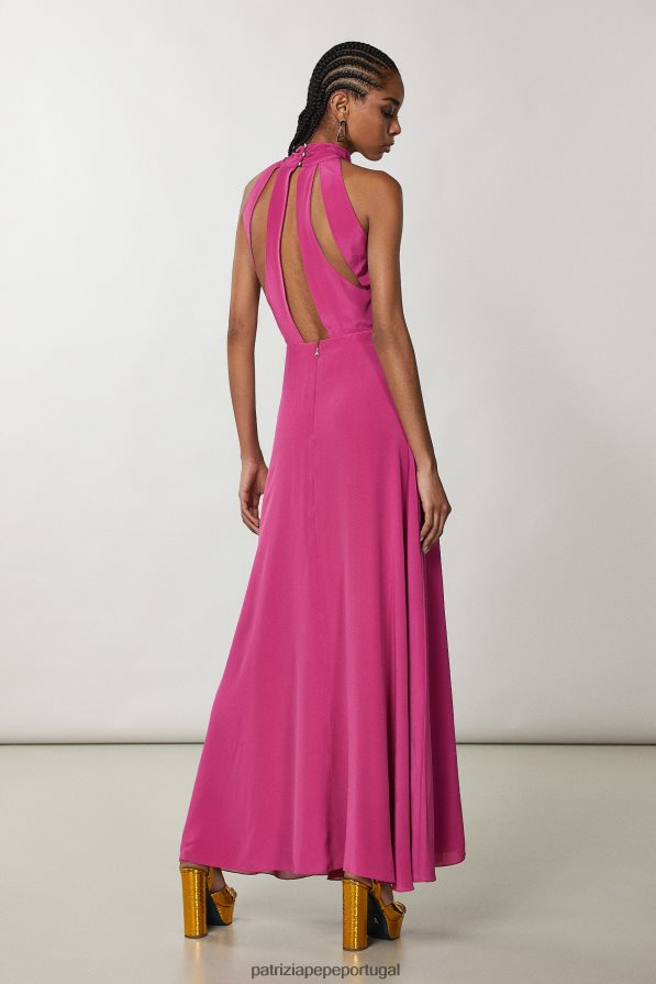 Patrizia Pepe mulheres vestido de baile em crepe cerimônia fúcsia vestuário TX086V265