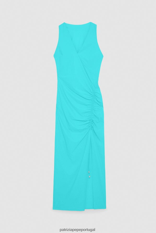 Patrizia Pepe mulheres vestido de jersey com decote em V verde água vestuário TX086V205