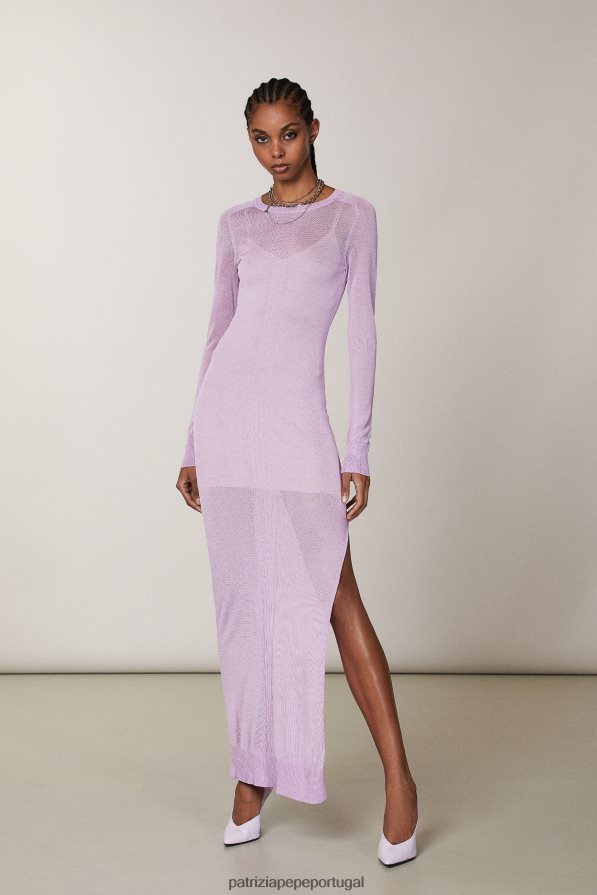Patrizia Pepe mulheres vestido de manga comprida lilás fresco vestuário TX086V469