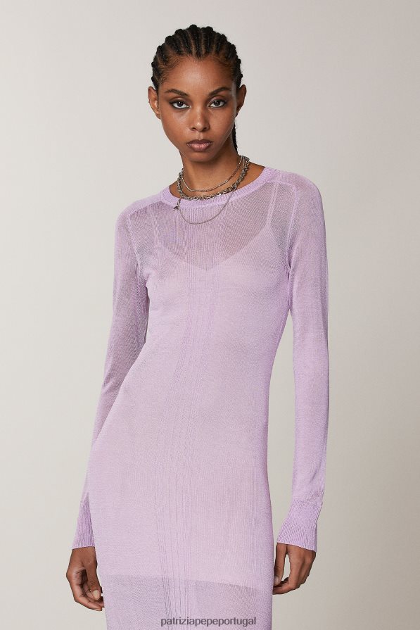Patrizia Pepe mulheres vestido de manga comprida lilás fresco vestuário TX086V469