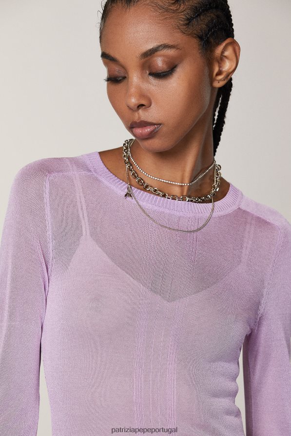 Patrizia Pepe mulheres vestido de manga comprida lilás fresco vestuário TX086V469
