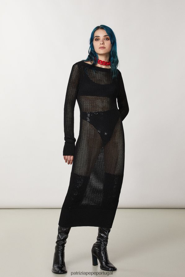 Patrizia Pepe mulheres vestido de viscose justo Nero vestuário TX086V13