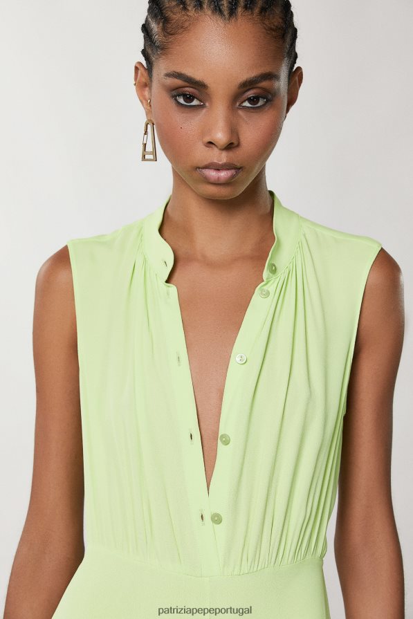 Patrizia Pepe mulheres vestido descontraído com decote mandarim limão de verão vestuário TX086V328