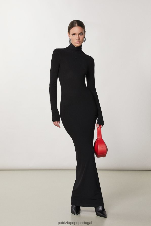 Patrizia Pepe mulheres vestido em crepe Nero vestuário TX086V650