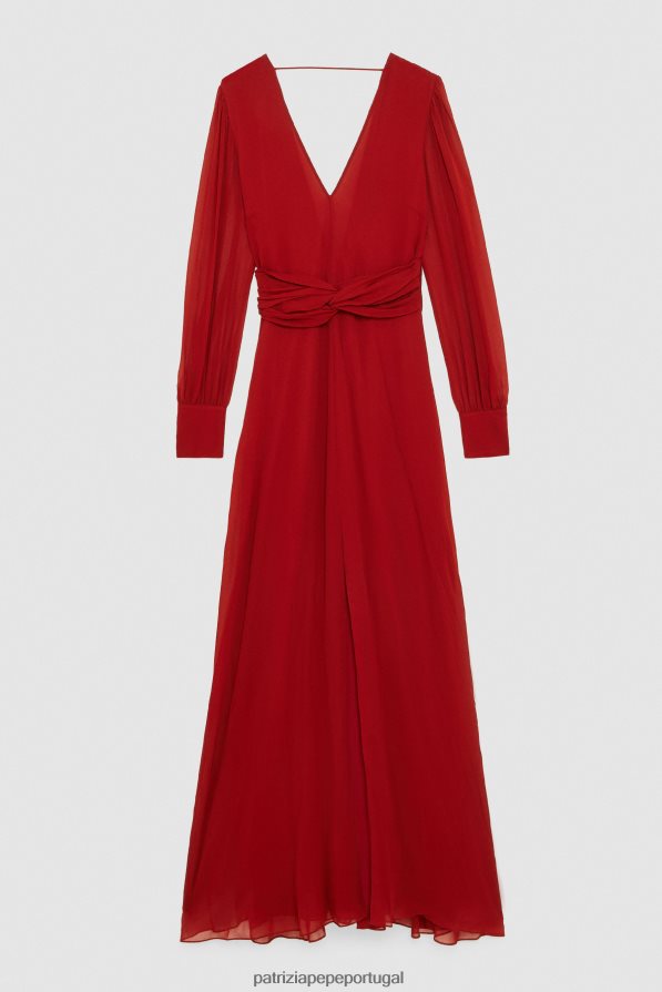 Patrizia Pepe mulheres vestido longo de chiffon vermelho marciano vestuário TX086V80