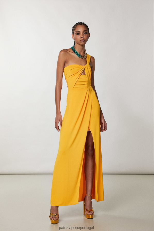 Patrizia Pepe mulheres vestido longo de um ombro só laranja suculenta vestuário TX086V315