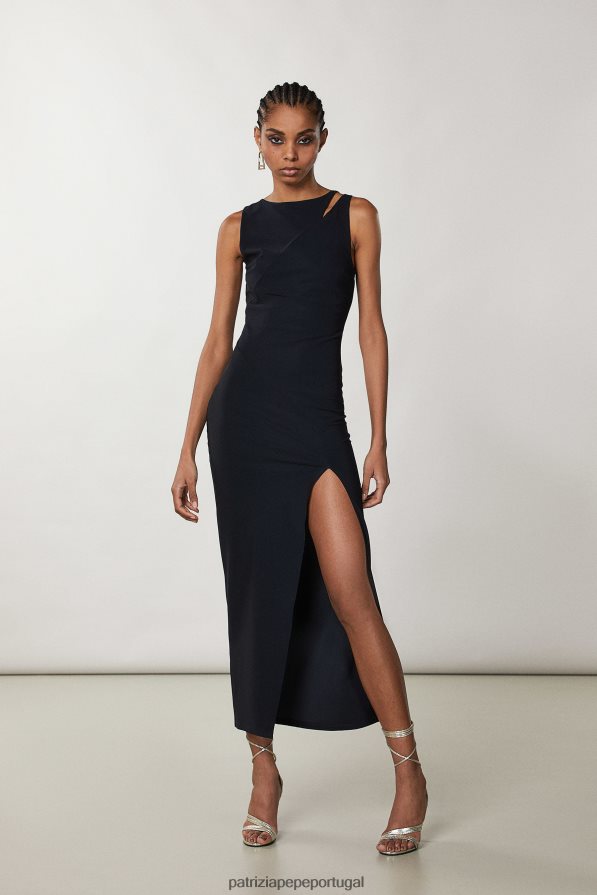 Patrizia Pepe mulheres vestido longo elegante sem mangas Nero vestuário TX086V674