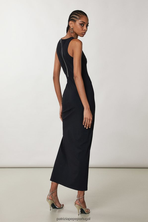 Patrizia Pepe mulheres vestido longo elegante sem mangas Nero vestuário TX086V674