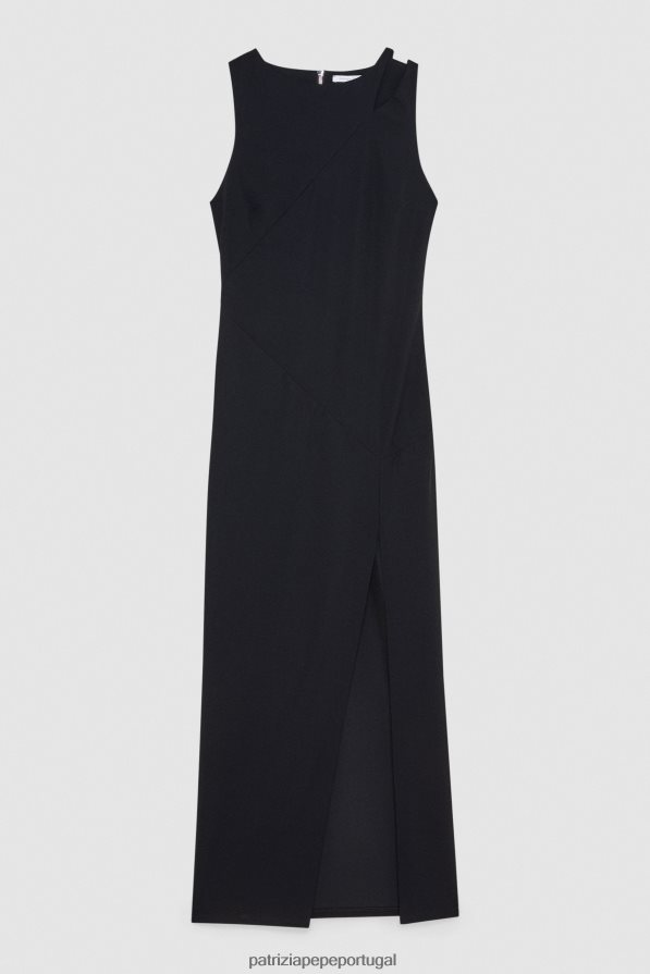 Patrizia Pepe mulheres vestido longo elegante sem mangas Nero vestuário TX086V674