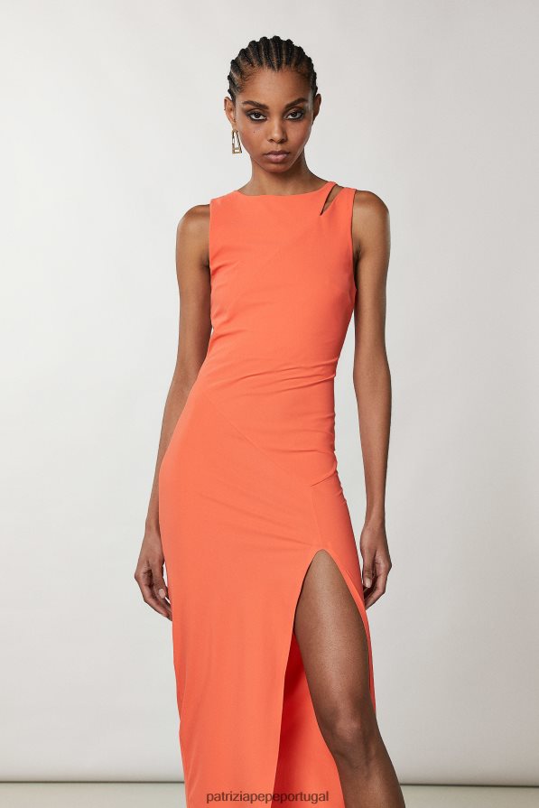 Patrizia Pepe mulheres vestido longo elegante sem mangas coral intenso vestuário TX086V353