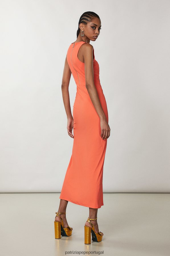 Patrizia Pepe mulheres vestido longo elegante sem mangas coral intenso vestuário TX086V353