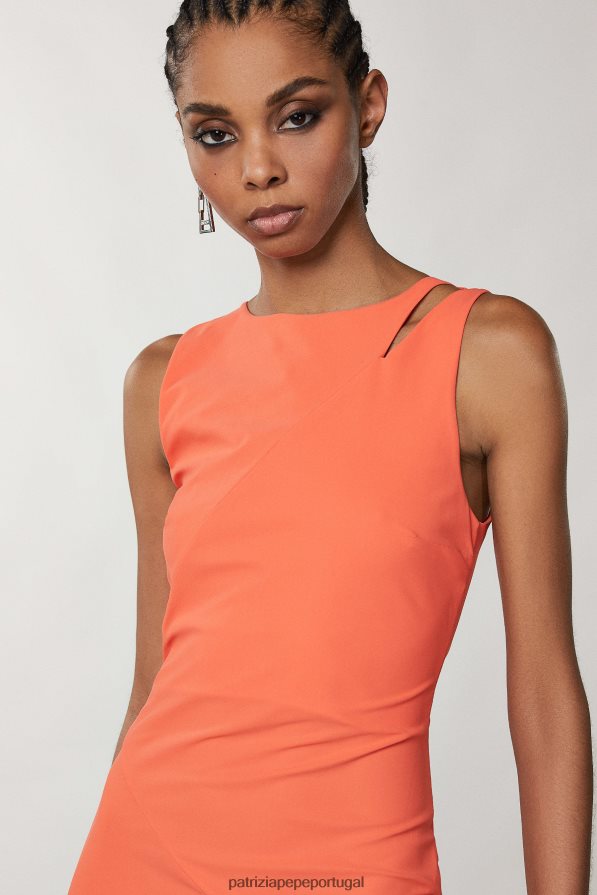 Patrizia Pepe mulheres vestido longo elegante sem mangas coral intenso vestuário TX086V353