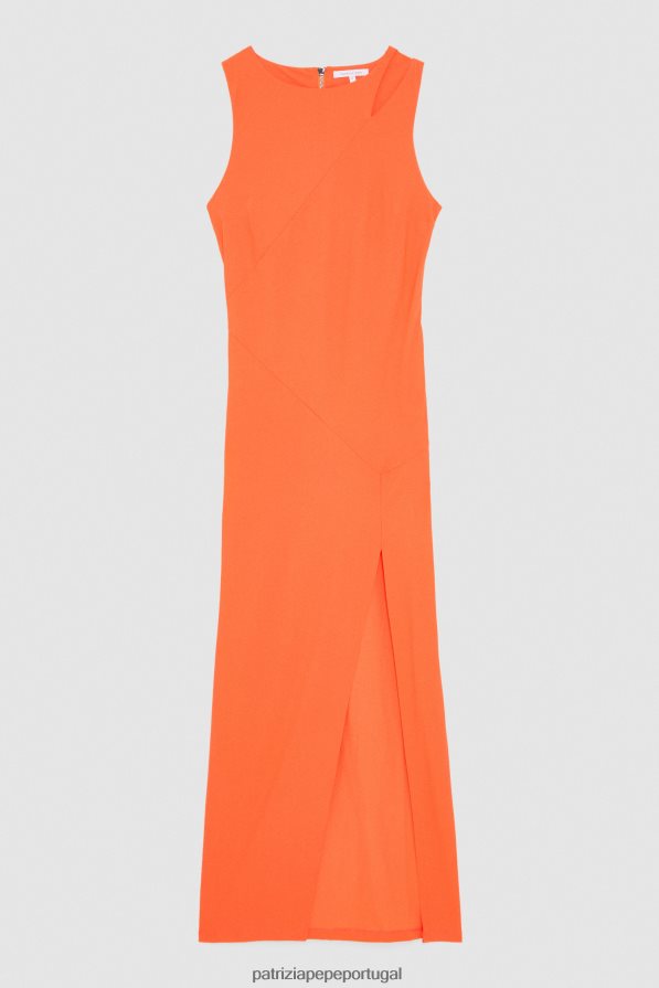Patrizia Pepe mulheres vestido longo elegante sem mangas coral intenso vestuário TX086V353