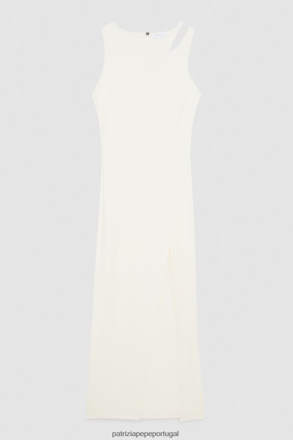Patrizia Pepe mulheres vestido longo elegante sem mangas linho branco vestuário TX086V68