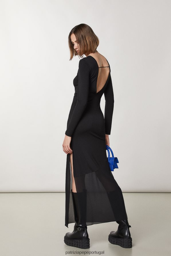 Patrizia Pepe mulheres vestido longo em jersey Nero vestuário TX086V157