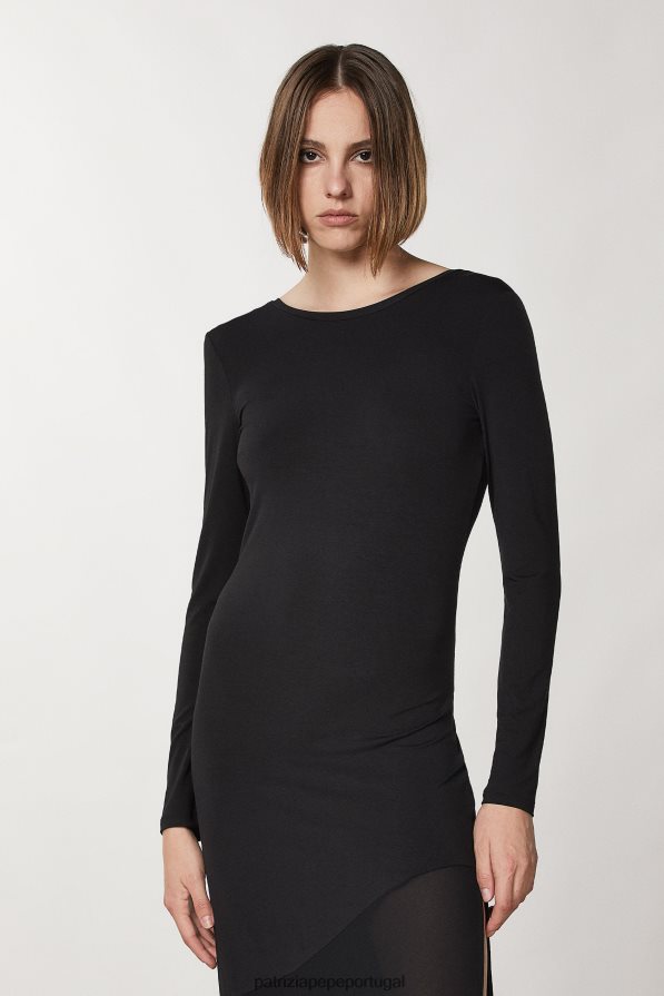 Patrizia Pepe mulheres vestido longo em jersey Nero vestuário TX086V157