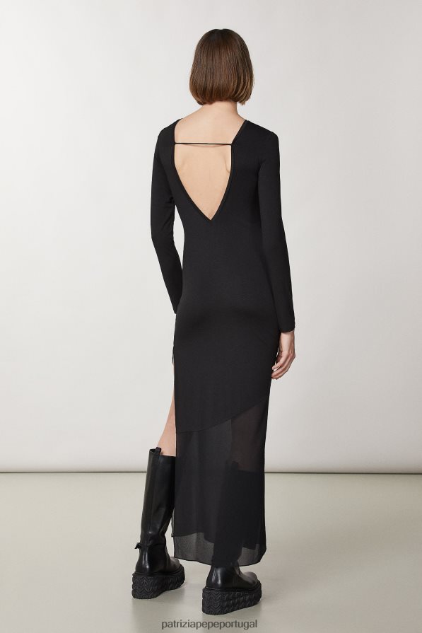 Patrizia Pepe mulheres vestido longo em jersey Nero vestuário TX086V157