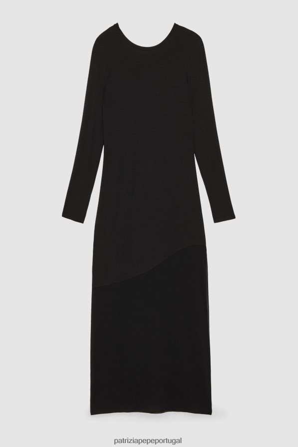 Patrizia Pepe mulheres vestido longo em jersey Nero vestuário TX086V157