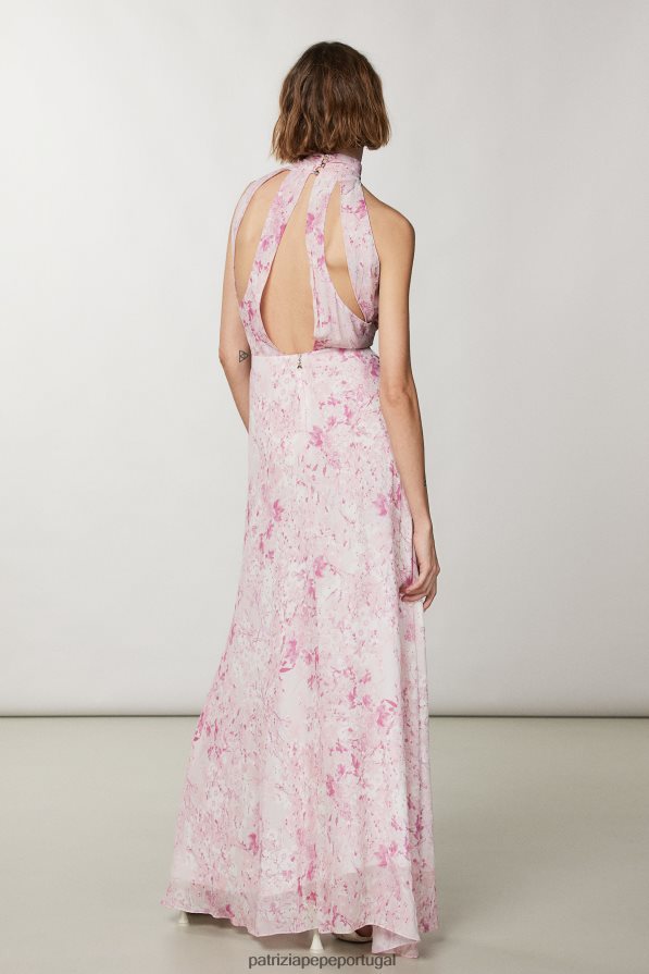 Patrizia Pepe mulheres vestido longo georgette Flor rosa vestuário TX086V304