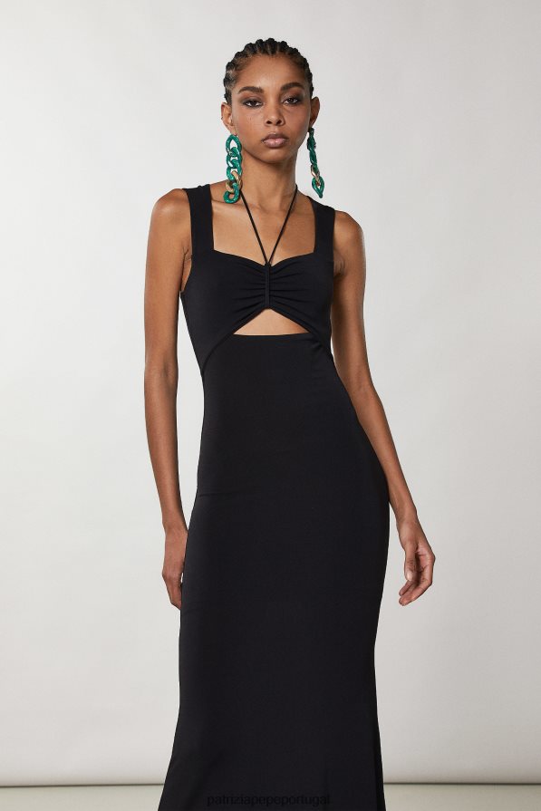 Patrizia Pepe mulheres vestido longo recortado Nero vestuário TX086V291
