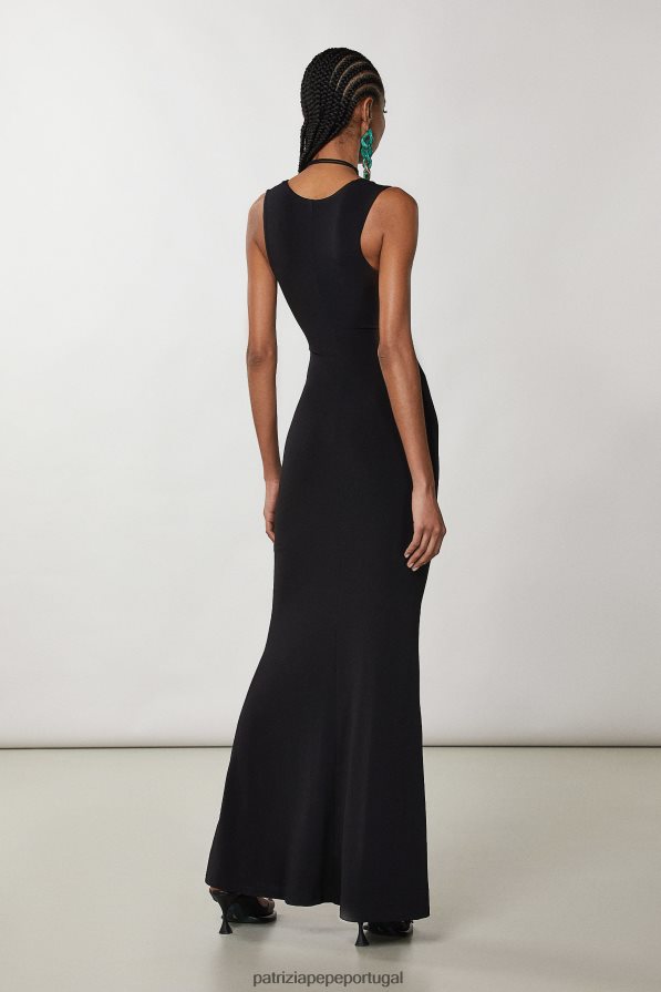 Patrizia Pepe mulheres vestido longo recortado Nero vestuário TX086V291