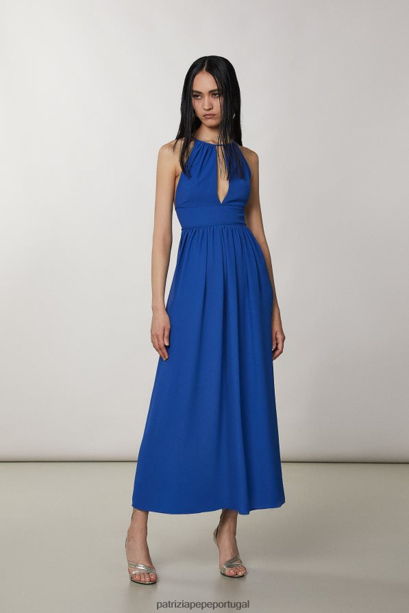 Patrizia Pepe mulheres vestido sem mangas com gola redonda azul glamouroso vestuário TX086V253