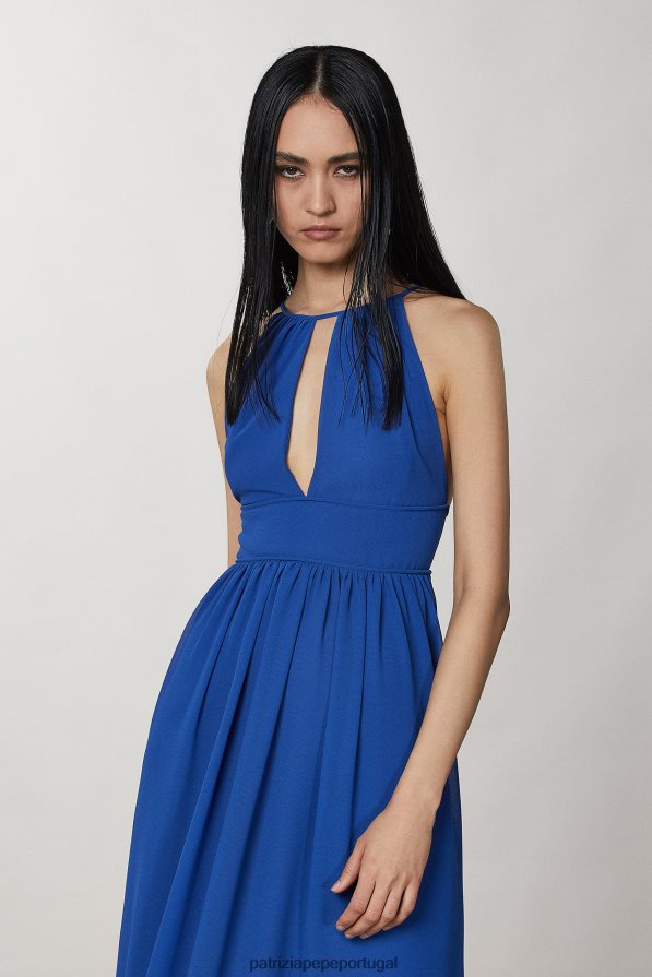Patrizia Pepe mulheres vestido sem mangas com gola redonda azul glamouroso vestuário TX086V253