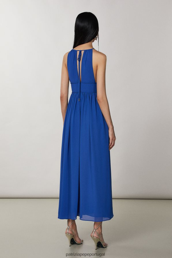 Patrizia Pepe mulheres vestido sem mangas com gola redonda azul glamouroso vestuário TX086V253