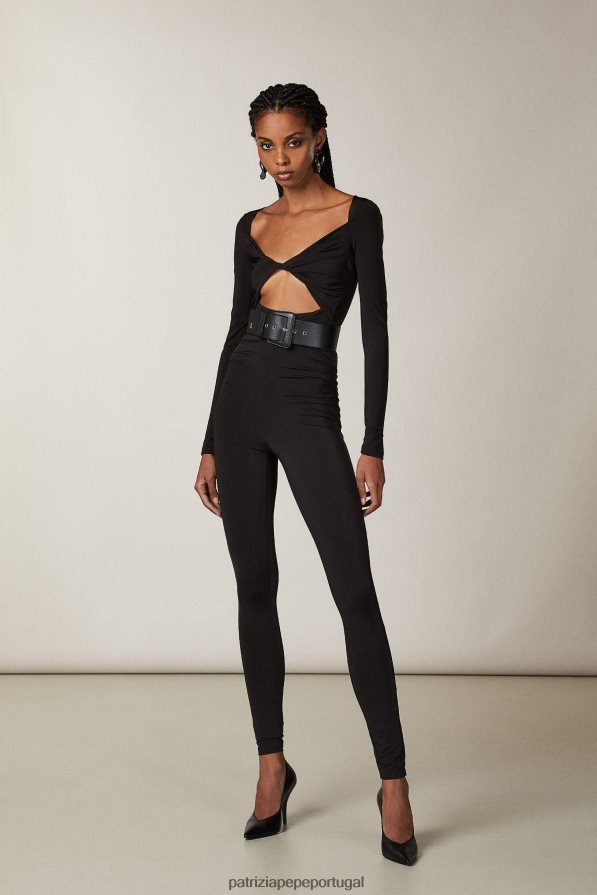 Patrizia Pepe mulheres Macacão em jersey com detalhe de nó Nero vestuário TX086V514