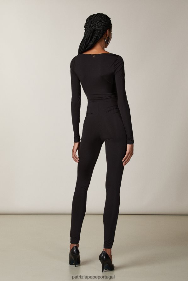 Patrizia Pepe mulheres Macacão em jersey com detalhe de nó Nero vestuário TX086V514