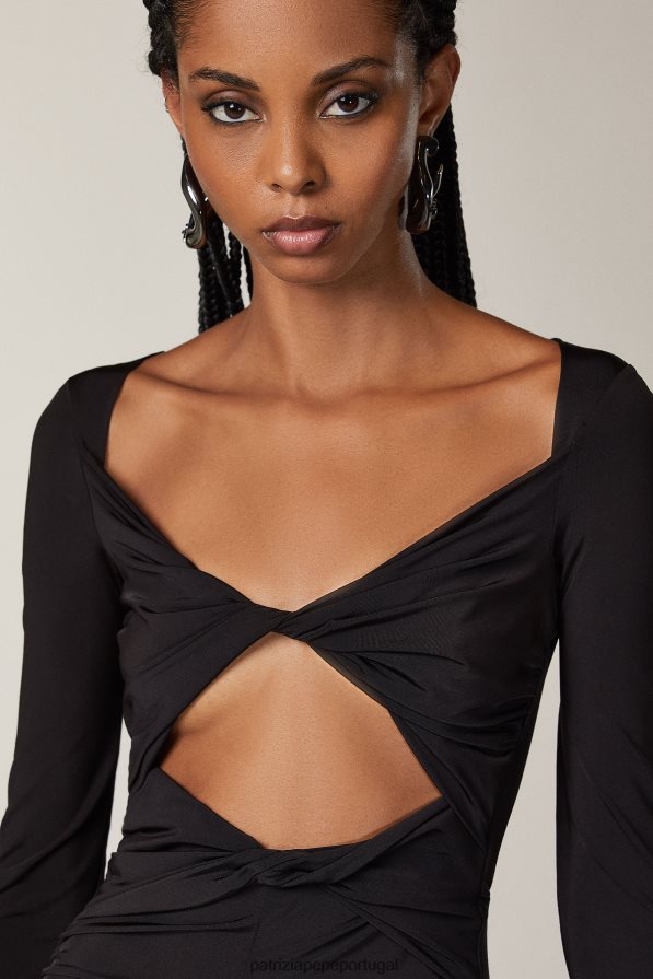 Patrizia Pepe mulheres Macacão em jersey com detalhe de nó Nero vestuário TX086V514