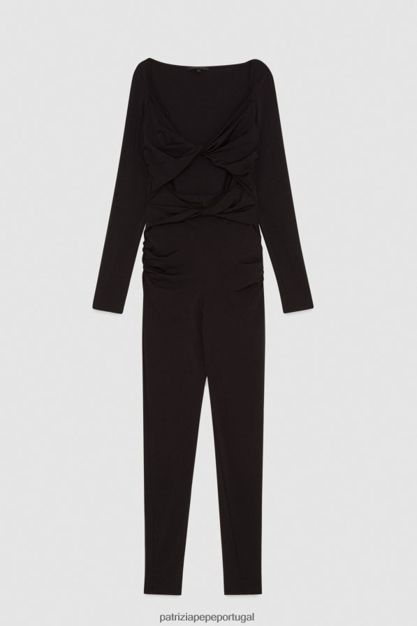 Patrizia Pepe mulheres Macacão em jersey com detalhe de nó Nero vestuário TX086V514