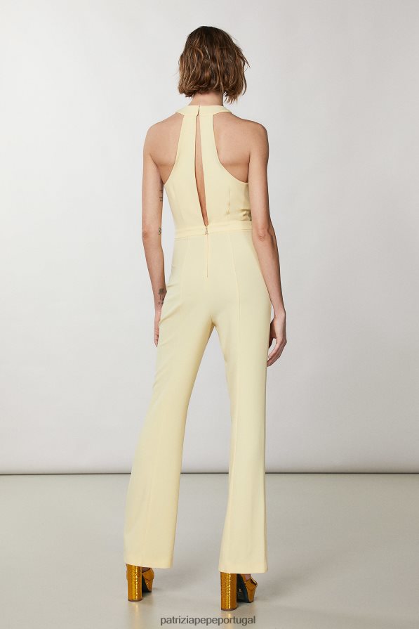 Patrizia Pepe mulheres macacão cruzado elegante clareza amarelo vestuário TX086V294