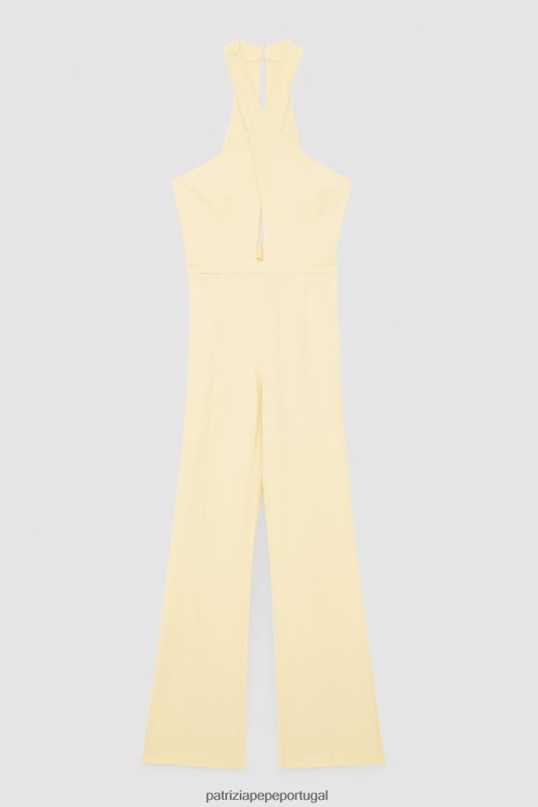 Patrizia Pepe mulheres macacão cruzado elegante clareza amarelo vestuário TX086V294